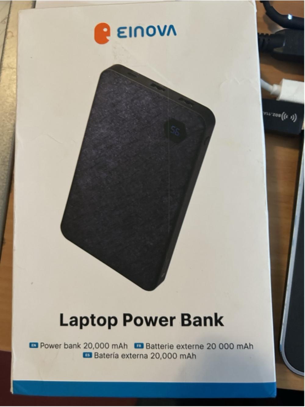 Einova Laptop Power Bank 20,000 mAh 3 USB Ports LCD Display
